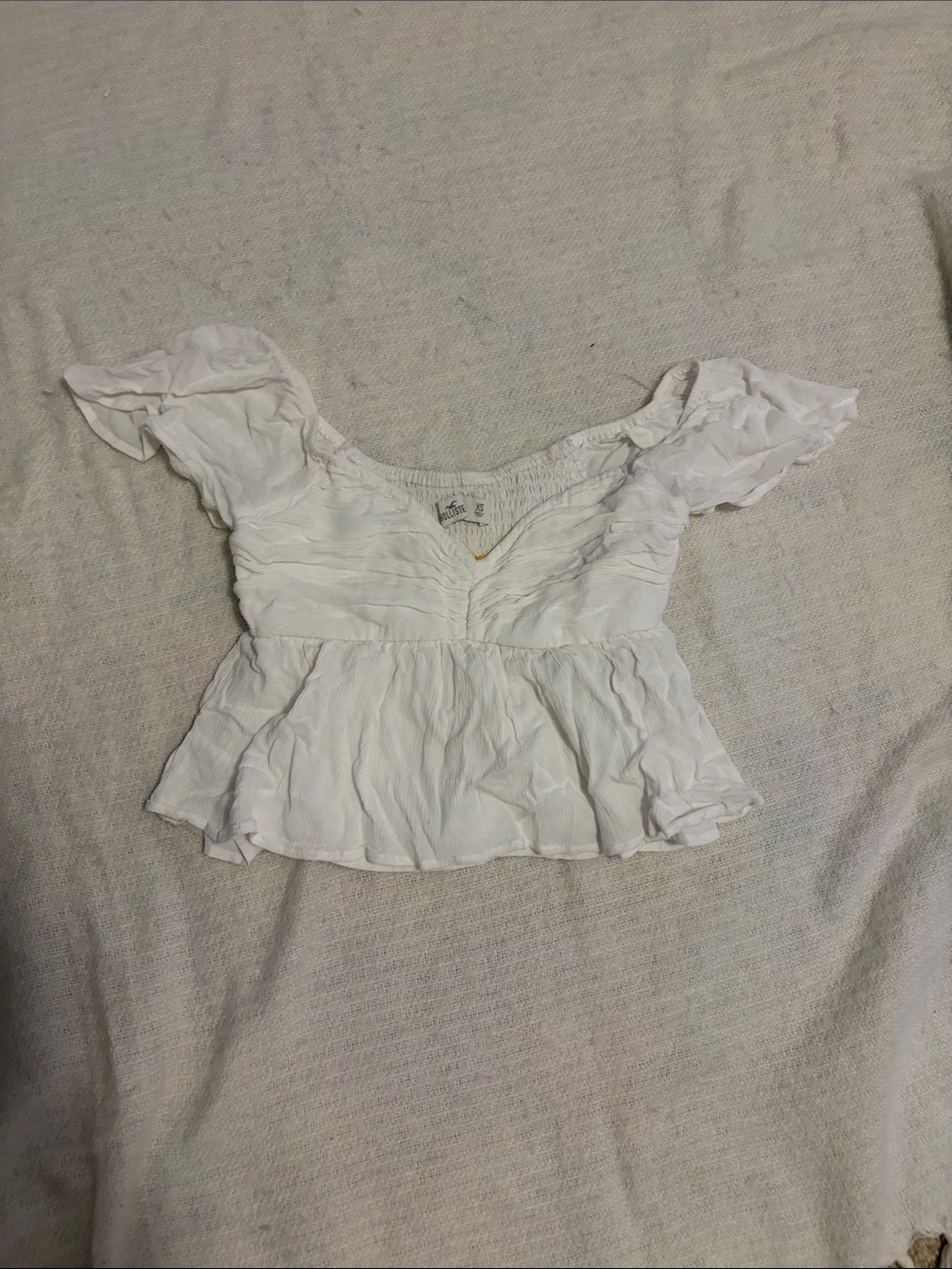 Hollister White Peplum Short Sleeve Top